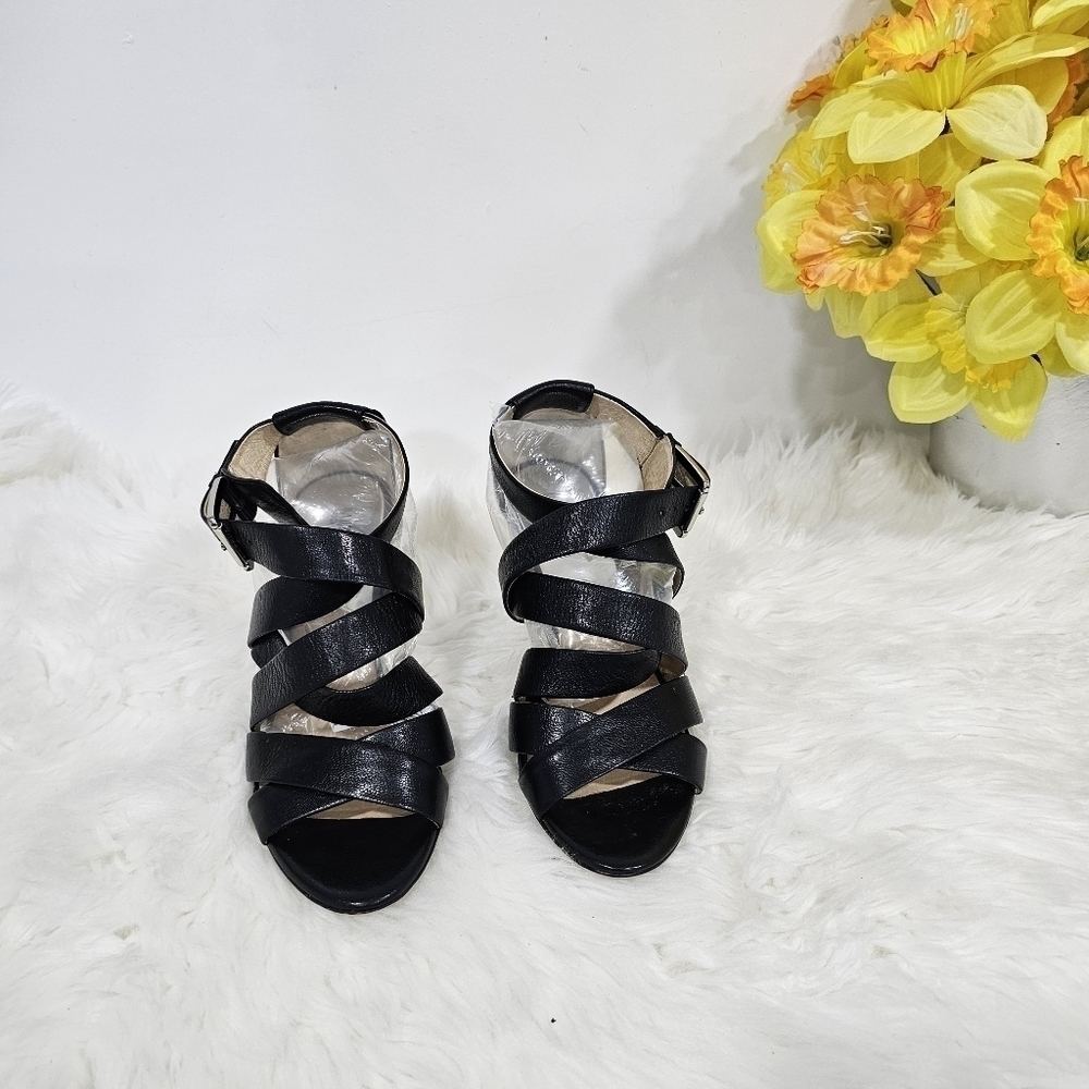 Michael Kors heels black leather size 8M Strappy sandals - Picture 6 of 13
